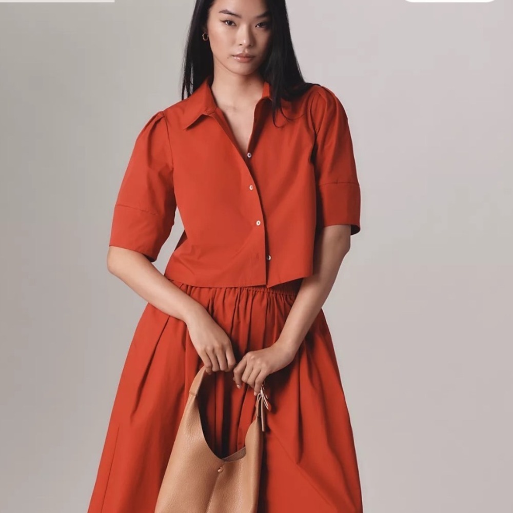Maeve Lantern-Sleeve Blouse Red Size XS